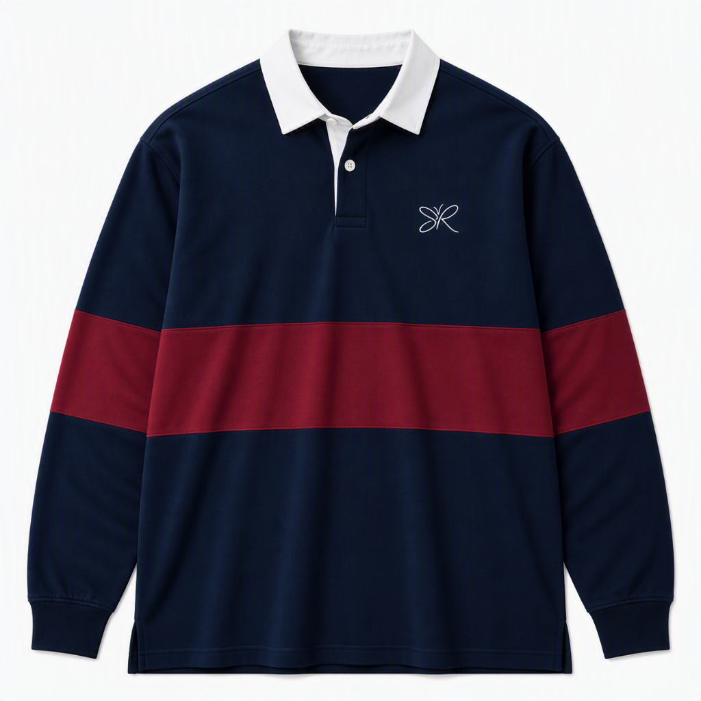 SR Classic Two-Toned Rugby Shirt - Navy/Burgundy